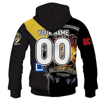AFL Richmond Tigers AC/DC Mix Custom Name Number 2023 Home Guernsey Pullover Hoodie