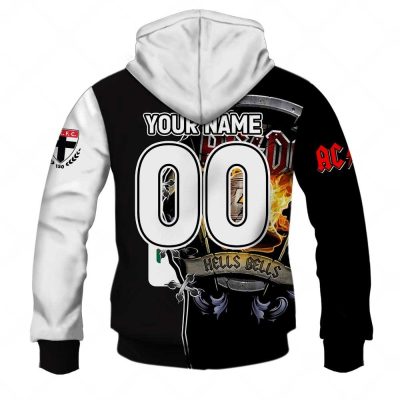 AFL St Kilda Saints AC/DC Mix Custom Name Number 2023 Home Guernsey Pullover Hoodie