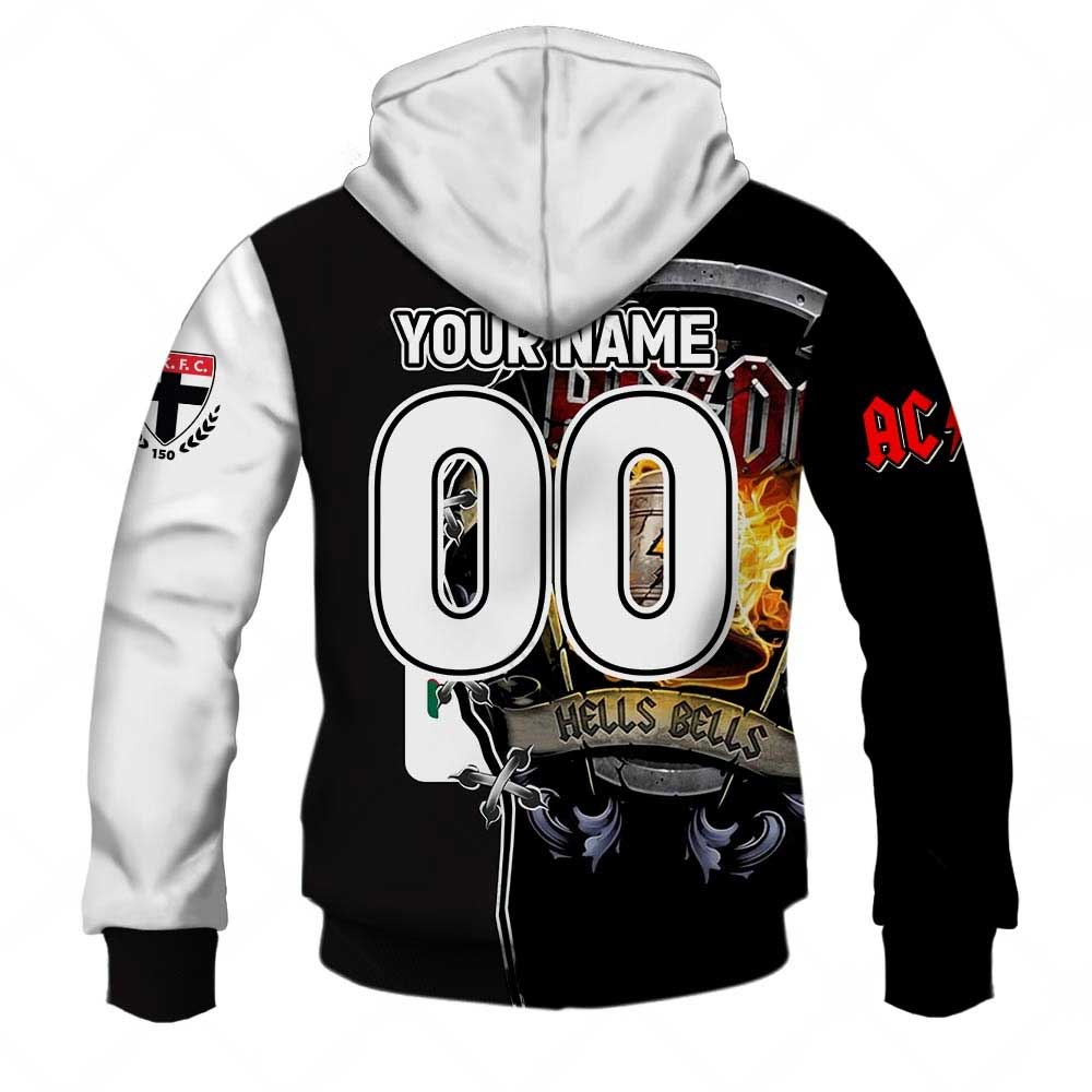 AFL St Kilda Saints AC/DC Mix Custom Name Number 2023 Home Guernsey Pullover Hoodie