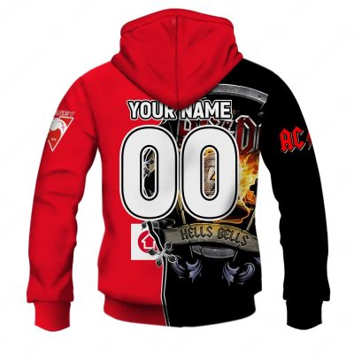 AFL Sydney Swans AC/DC Mix Custom Name Number 2023 Home Guernsey Pullover Hoodie