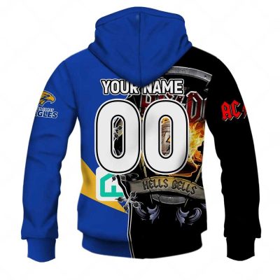 AFL West Coast Eagles AC/DC Mix Custom Name Number 2023 Home Guernsey Pullover Hoodie
