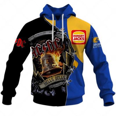 AFL West Coast Eagles AC/DC Mix Custom Name Number 2023 Home Guernsey Pullover Hoodie