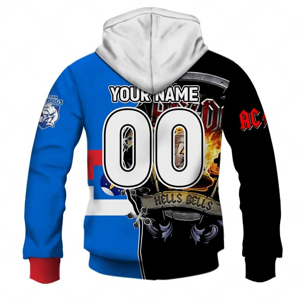 AFL Western Bulldogs AC/DC Mix Custom Name Number 2023 Home Guernsey Pullover Hoodie