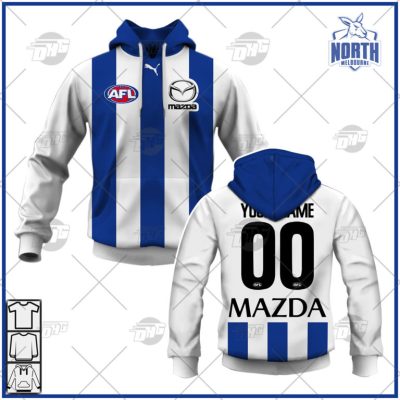 AFL North Melbourne Kangaroos Custom Name Number 2022 Home Guernsey Pullover Hoodie