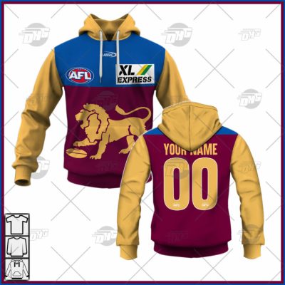 AFL Brisbane Lions Custom Name Number 2022 Home Guernsey Pullover Hoodie