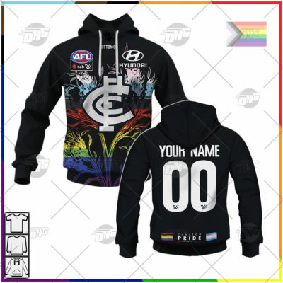 AFL Carlton Blues Custom Name Number 2022 Pride Guernsey Pullover Hoodie