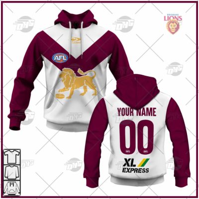 AFL Brisbane Lions Custom Name Number 2022 Clash Guernsey Pullover Hoodie