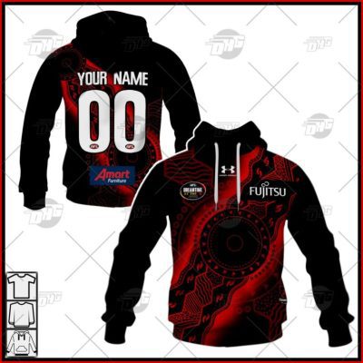 AFL Essendon Bombers Custom Name Number 2022 Indigenous Guernsey Pullover Hoodie