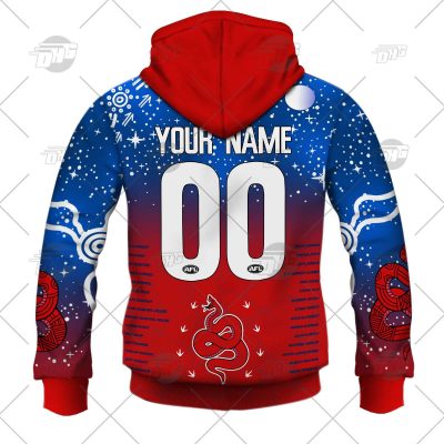 AFL Melbourne Demons Custom Name Number 2022 Indigenous Guernsey Pullover Hoodie