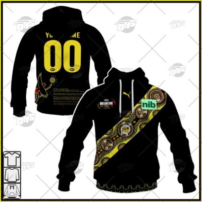 AFL Richmond Tigers Custom Name Number 2022 Indigenous Guernsey Pullover Hoodie
