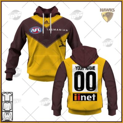 AFL Hawthorn Hawks Custom Name Number 2022 Clash Guernsey Pullover Hoodie