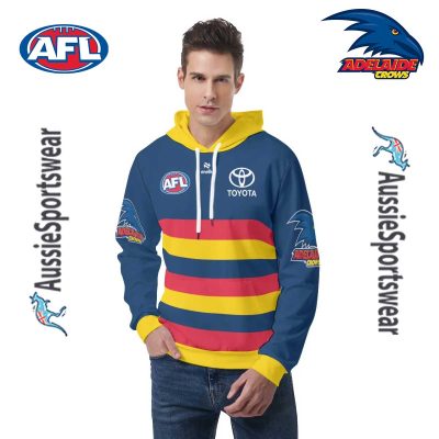 AFL Adelaide Crows Custom Name Number 2024 Home Guernsey Pullover Hoodie