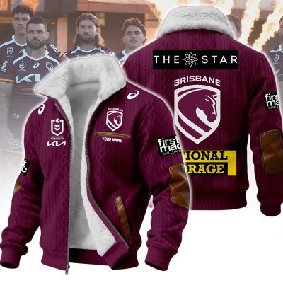Brisbane Broncos NRL Wool-Lined Fleece Zipper Jacket