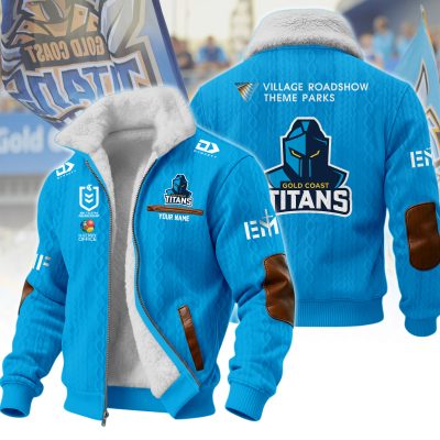 Gold Coast Titans NRL Wool-Lined Fleece Zipper Jacket
