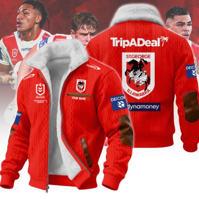 St George Illawarra Dragons NRL Wool-Lined Fleece Zipper Jacket