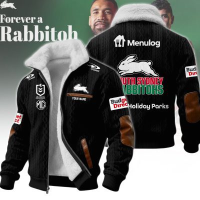 South Sydney Rabbitohs NRL Wool-Lined Fleece Zipper Jacket