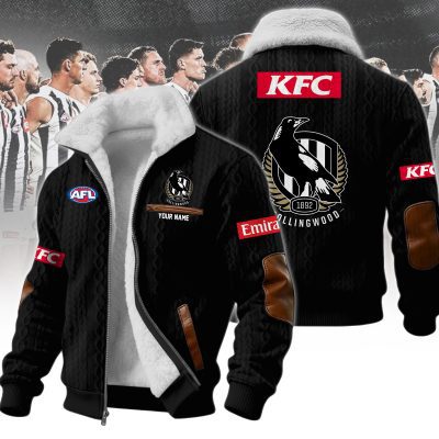 Collingwood Magpies AFL Wool-Lined Fleece Zipper Jacket