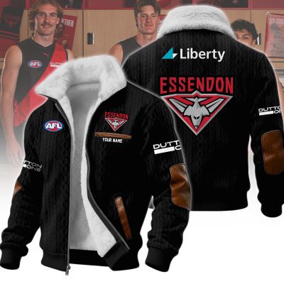 Essendon Bombers AFL Wool-Lined Fleece Zipper Jacket