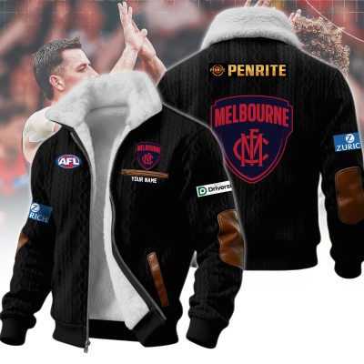 Melbourne Demons AFL Wool-Lined Fleece Zipper Jacket