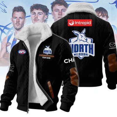 North Melbourne Kangaroos AFL Wool-Lined Fleece Zipper Jacket