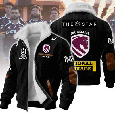 Brisbane Broncos NRL Wool-Lined Fleece Zipper Jacket