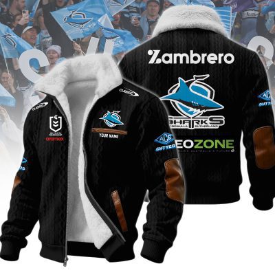 Cronulla-Sutherland Sharks NRL Wool-Lined Fleece Zipper Jacket