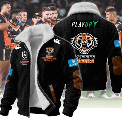 Wests Tigers NRL Wool-Lined Fleece Zipper Jacket