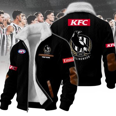 Collingwood Magpies AFL Wool-Lined Fleece Zipper Jacket