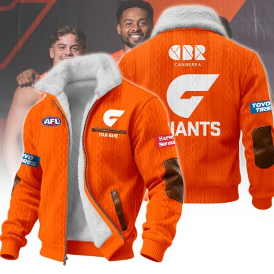 GWS Giants AFL Wool-Lined Fleece Zipper Jacket