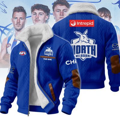 North Melbourne Kangaroos AFL Wool-Lined Fleece Zipper Jacket