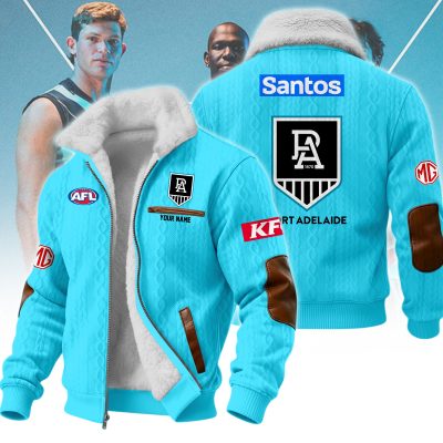 Port Adelaide Power AFL Wool-Lined Fleece Zipper Jacket