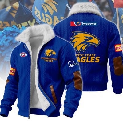 West Coast Eagles AFL Wool-Lined Fleece Zipper Jacket