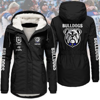 Canterbury-Bankstown Bulldogs Women's Hooded Lined Thick Trench Coat – Warm Winter Jacket