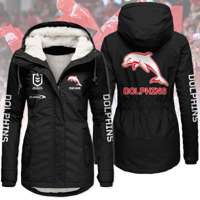 Dolphins Women's Hooded Lined Thick Trench Coat – Warm Winter Jacket