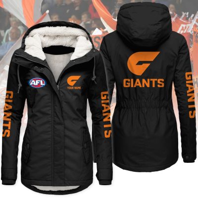 GWS Giants AFL Women’s Hooded Lined Thick Trench Coat – Warm Winter Jacket