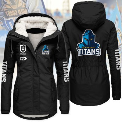 Gold Coast Titans Women's Hooded Lined Thick Trench Coat – Warm Winter Jacket