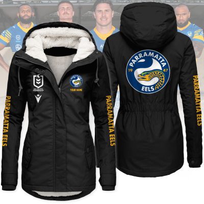 Parramatta Eels Women's Hooded Lined Thick Trench Coat – Warm Winter Jacket