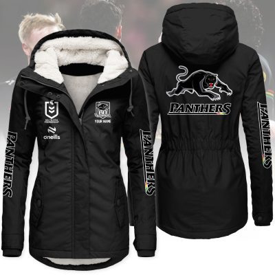 Penrith Panthers Women's Hooded Lined Thick Trench Coat – Warm Winter Jacket