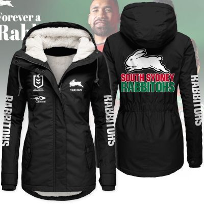 South Sydney Rabbitohs Women's Hooded Lined Thick Trench Coat – Warm Winter Jacket