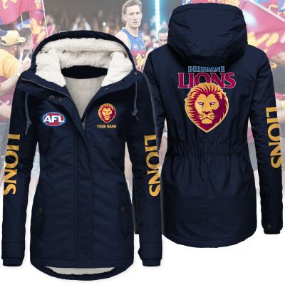 Brisbane Lions AFL Women’s Hooded Lined Thick Trench Coat – Warm Winter Jacket