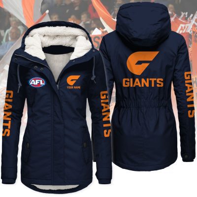 GWS Giants AFL Women’s Hooded Lined Thick Trench Coat – Warm Winter Jacket