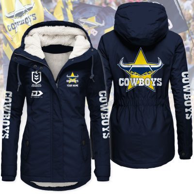 North Queensland Cowboys Women's Hooded Lined Thick Trench Coat – Warm Winter Jacket