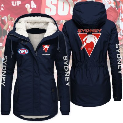 Sydney Swans AFL Women’s Hooded Lined Thick Trench Coat – Warm Winter Jacket