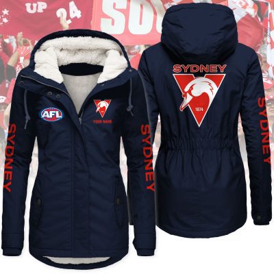 Sydney Swans AFL Women’s Hooded Lined Thick Trench Coat – Warm Winter Jacket