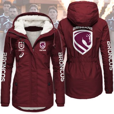 Brisbane Broncos Women's Hooded Lined Thick Trench Coat – Warm Winter Jacket