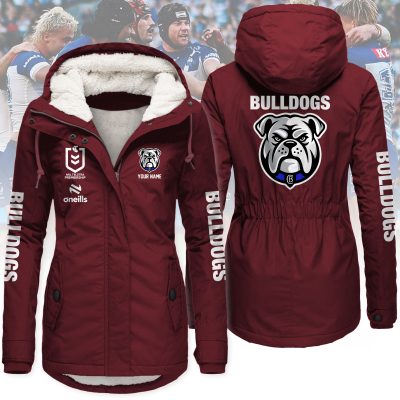 Canterbury-Bankstown Bulldogs Women's Hooded Lined Thick Trench Coat – Warm Winter Jacket