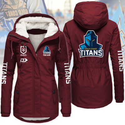 Gold Coast Titans Women's Hooded Lined Thick Trench Coat – Warm Winter Jacket