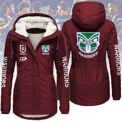 New Zealand Warriors Women's Hooded Lined Thick Trench Coat – Warm Winter Jacket