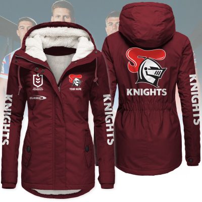 Newcastle Knights Women's Hooded Lined Thick Trench Coat – Warm Winter Jacket