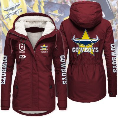 North Queensland Cowboys Women's Hooded Lined Thick Trench Coat – Warm Winter Jacket